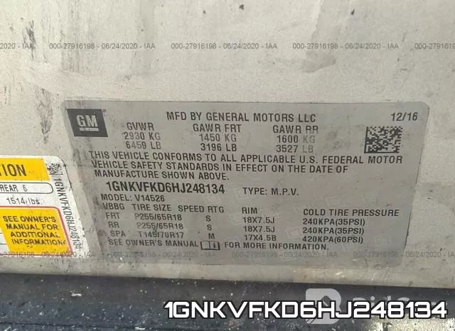 1GNKVFKD6HJ248134 фото 10