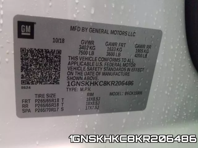 1GNSKHKC8KR206486 фото 2