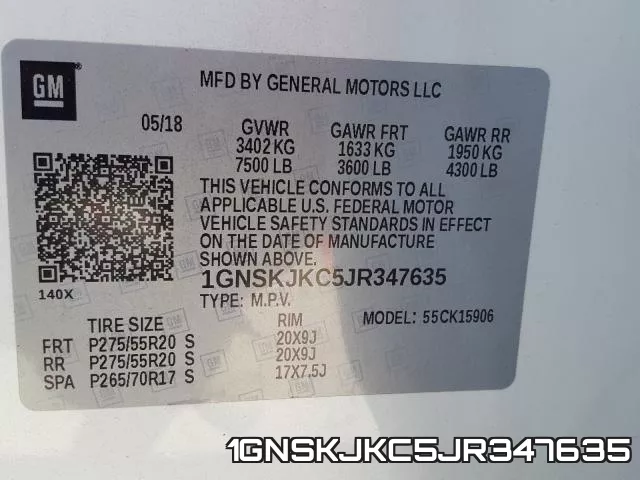 1GNSKJKC5JR347635 фото 2