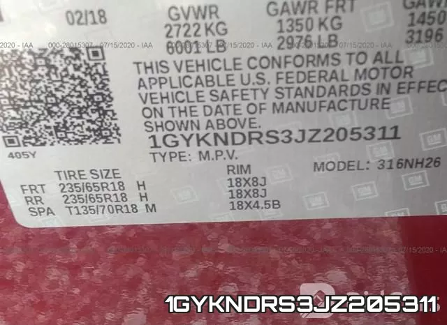 1GYKNDRS3JZ205311 фото 10