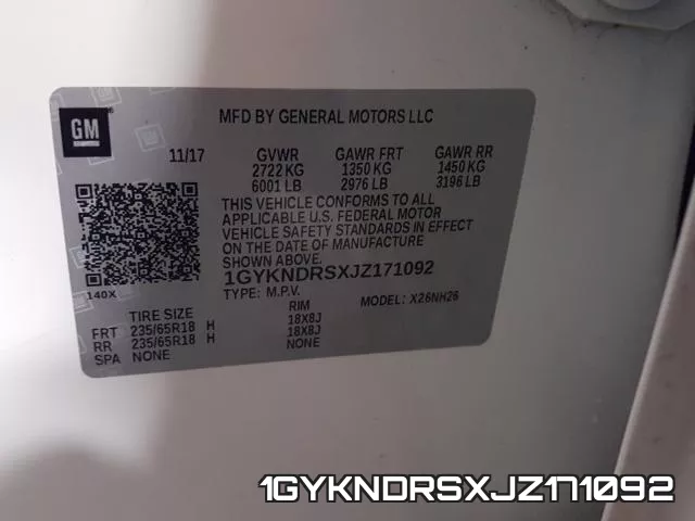 1GYKNDRSXJZ171092 фото 2