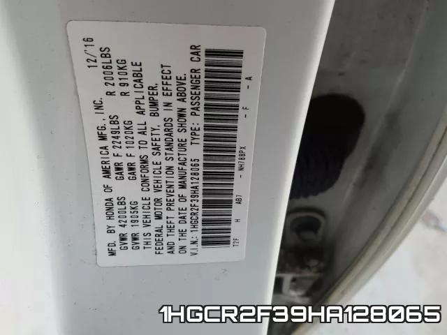 1HGCR2F39HA128065 фото 2