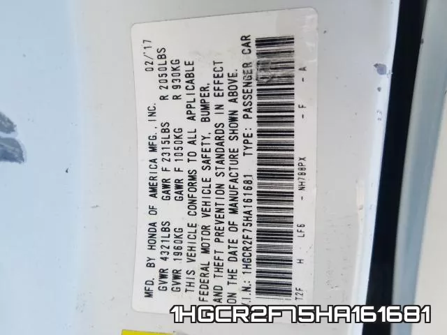 1HGCR2F75HA161681 фото 2