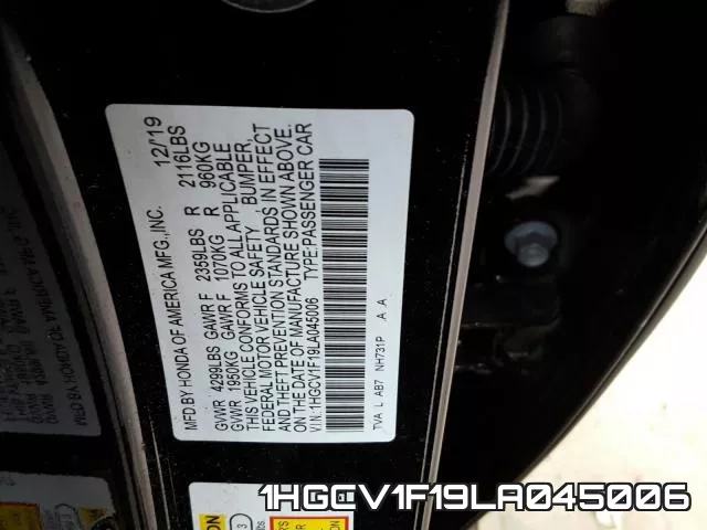 1HGCV1F19LA045006 фото 2