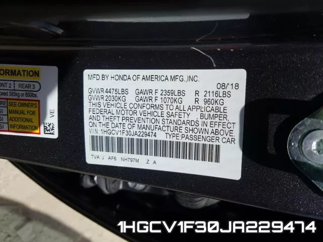 1HGCV1F30JA229474 фото 2