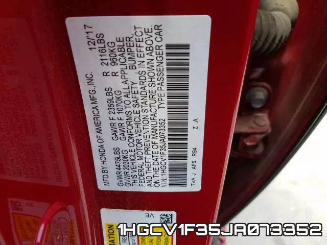 1HGCV1F35JA073352 фото 2