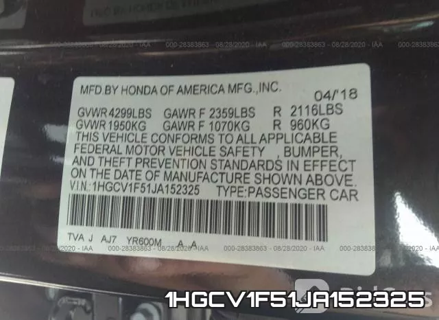 1HGCV1F51JA152325 фото 10
