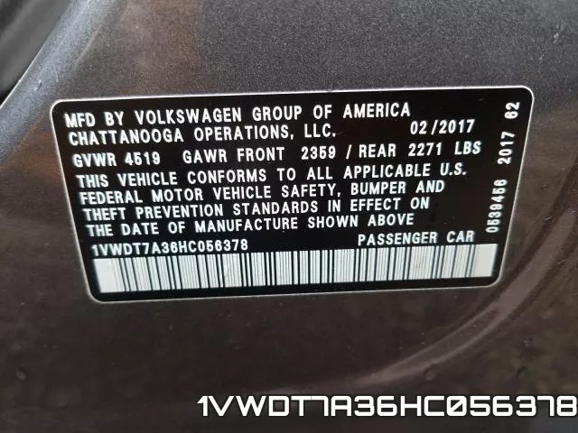1VWDT7A36HC056378 фото 2