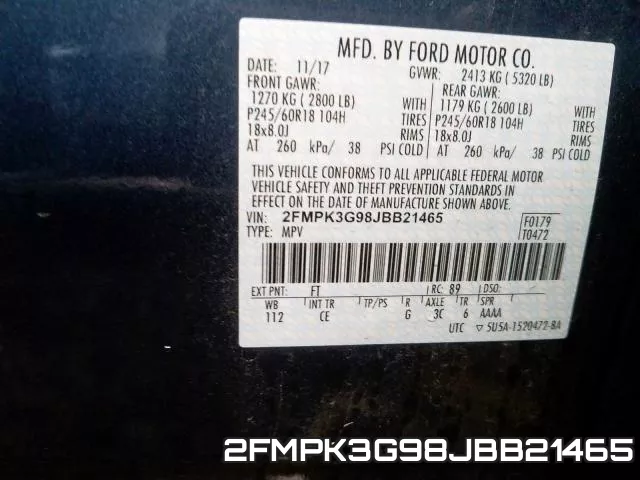 2FMPK3G98JBB21465 фото 2