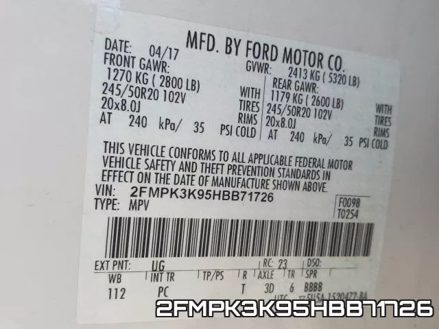 2FMPK3K95HBB71726 фото 2