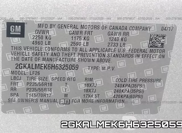 2GKALMEK6H6325059 фото 10