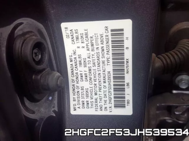 2HGFC2F53JH539534 фото 2