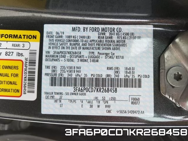 3FA6P0CD7KR268458 фото 2