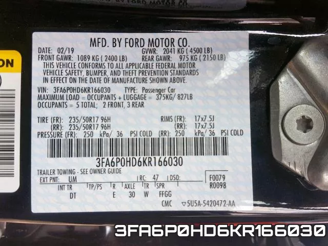 3FA6P0HD6KR166030 фото 2