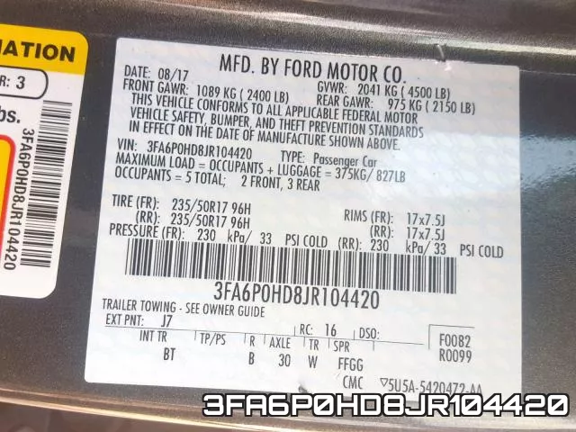 3FA6P0HD8JR104420 фото 2