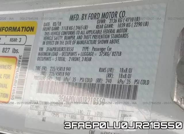 3FA6P0LU0JR218550 фото 10