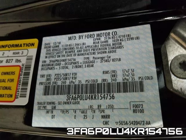 3FA6P0LU4KR154756 фото 2