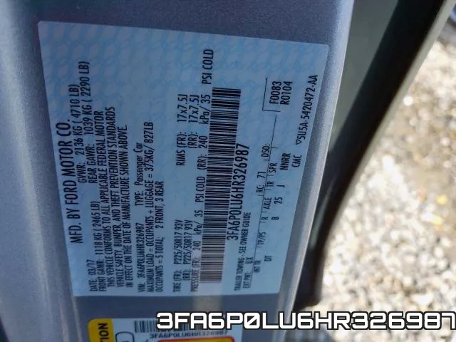 3FA6P0LU6HR326987 фото 2
