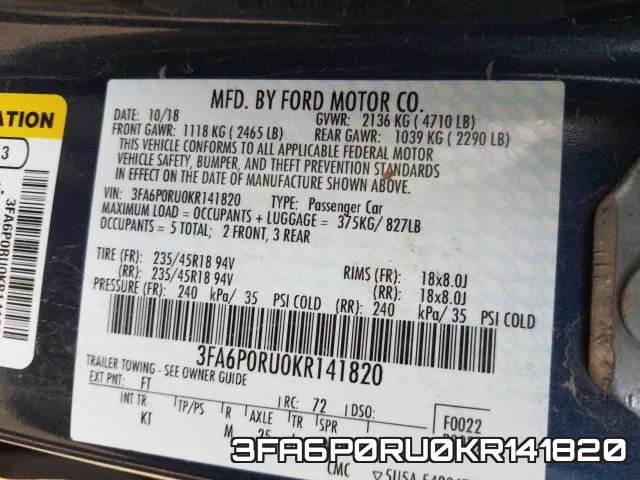 3FA6P0RU0KR141820 фото 2
