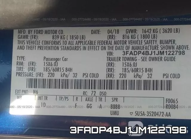 3FADP4BJ1JM122798 фото 10