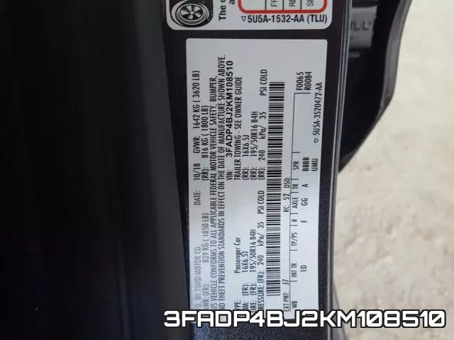 3FADP4BJ2KM108510 фото 2