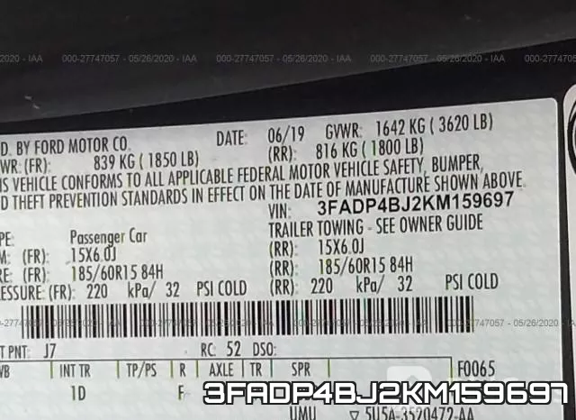 3FADP4BJ2KM159697 фото 10