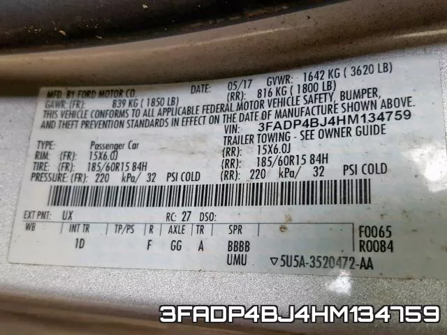 3FADP4BJ4HM134759 фото 2