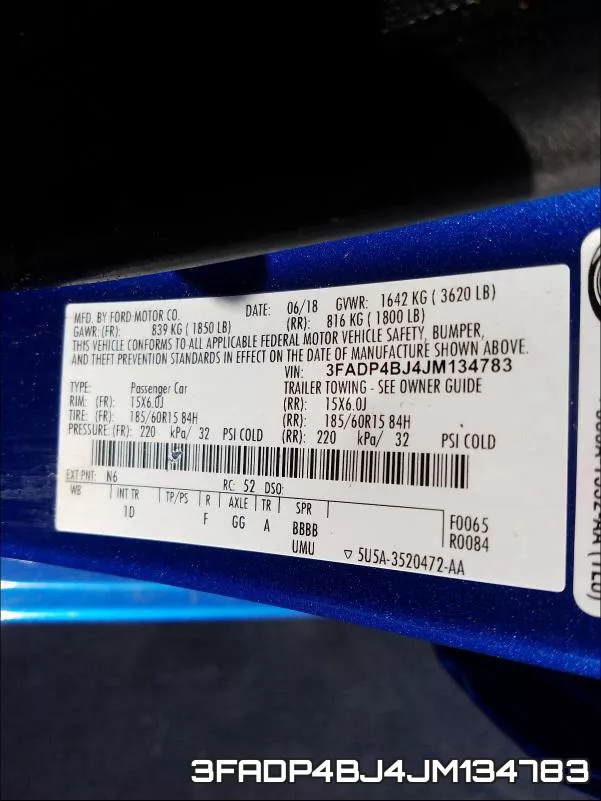 3FADP4BJ4JM134783 фото 2