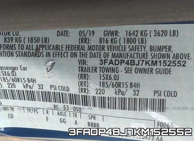 3FADP4BJ7KM152552 фото 10