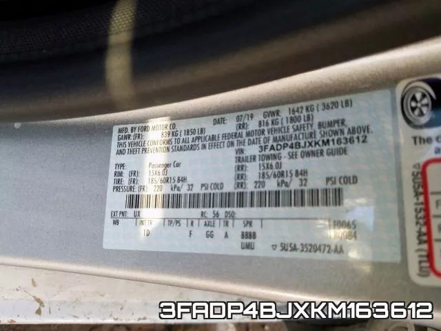 3FADP4BJXKM163612 фото 2