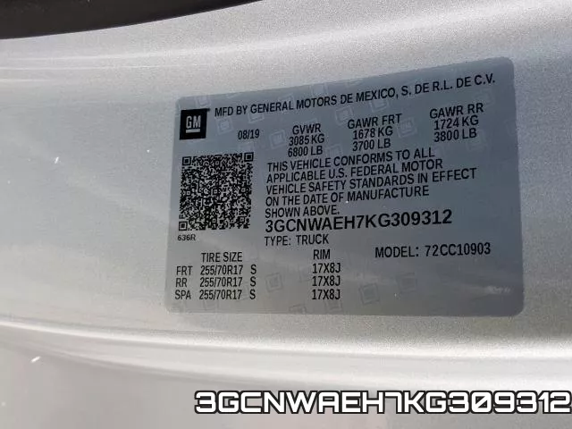 3GCNWAEH7KG309312 фото 2