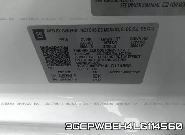 3GCPWBEH4LG114560 фото 10