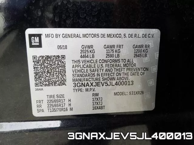 3GNAXJEV5JL400013 фото 2