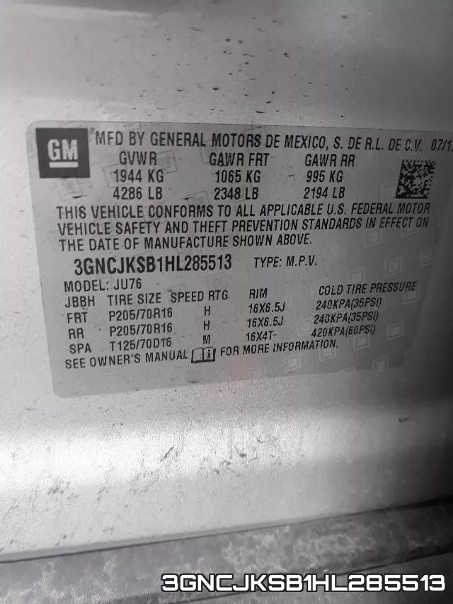 3GNCJKSB1HL285513 фото 2