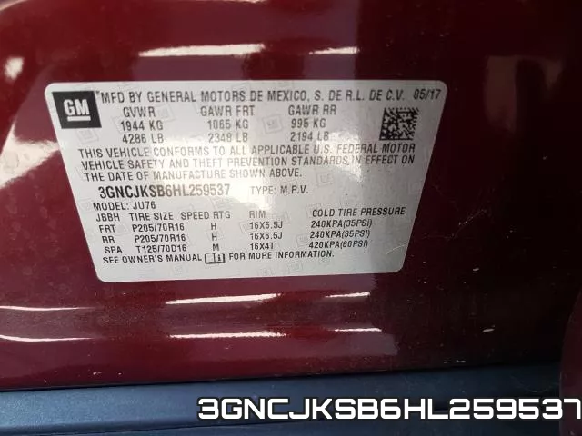 3GNCJKSB6HL259537 фото 2