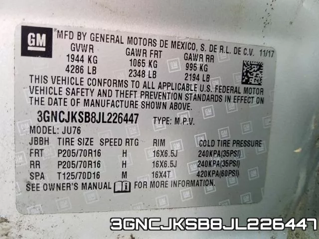 3GNCJKSB8JL226447 фото 2