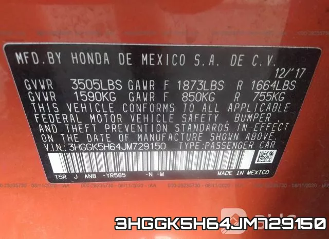 3HGGK5H64JM729150 фото 10