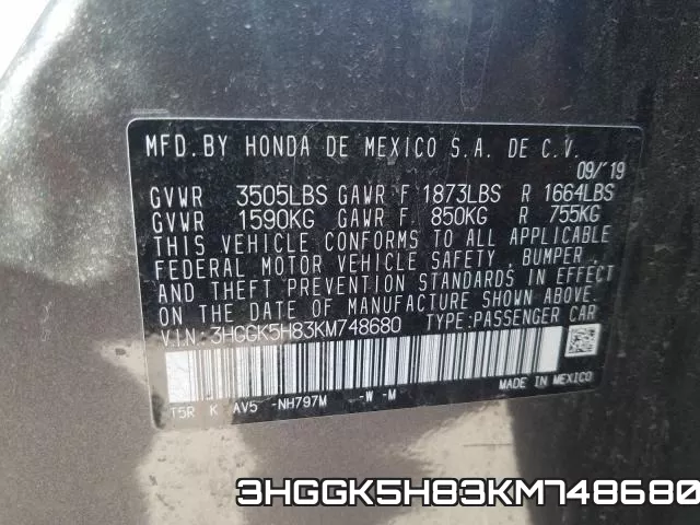 3HGGK5H83KM748680 фото 2