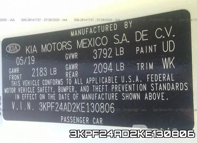 3KPF24AD2KE130806 фото 10