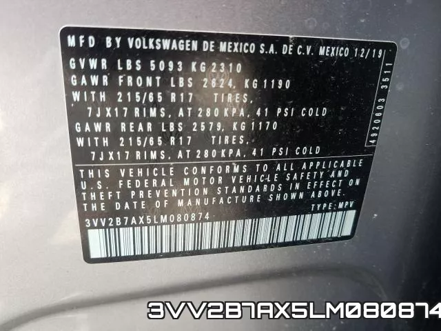 3VV2B7AX5LM080874 фото 2