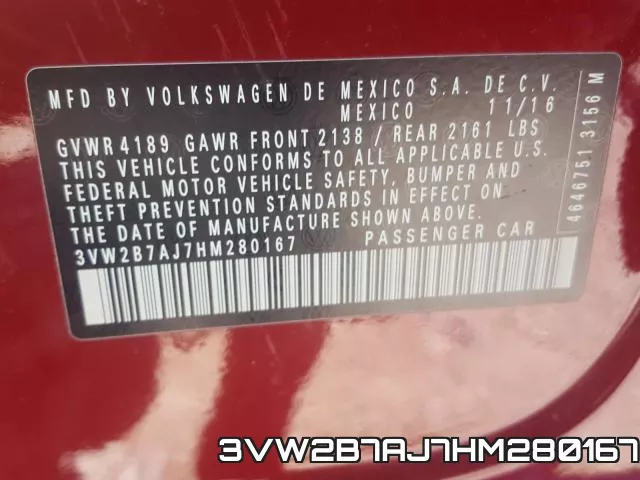 3VW2B7AJ7HM280167 фото 2