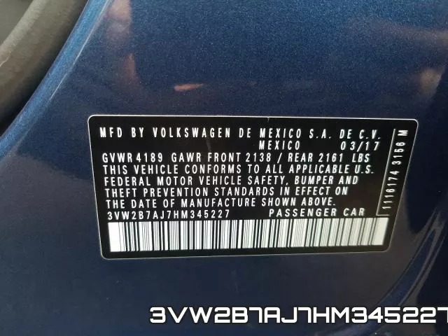 3VW2B7AJ7HM345227 фото 2