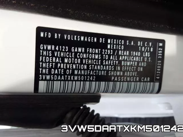 3VW5DAATXKM501242 фото 2