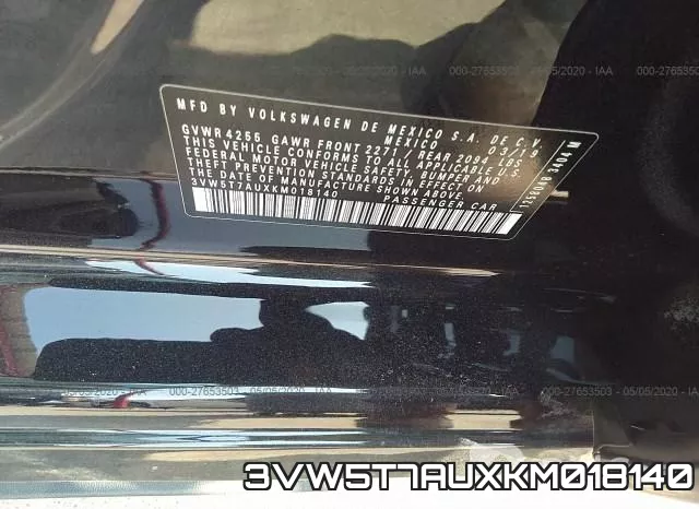 3VW5T7AUXKM018140 фото 10