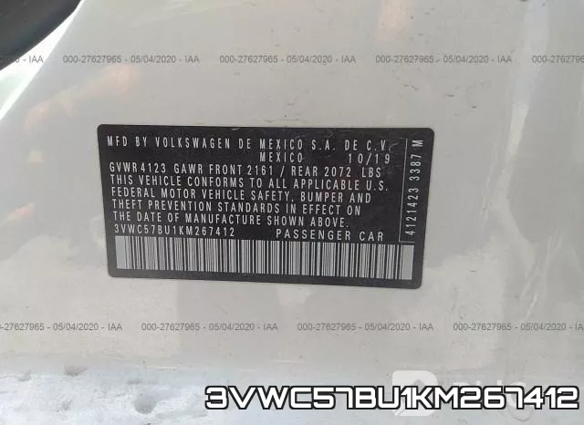 3VWC57BU1KM267412 фото 10