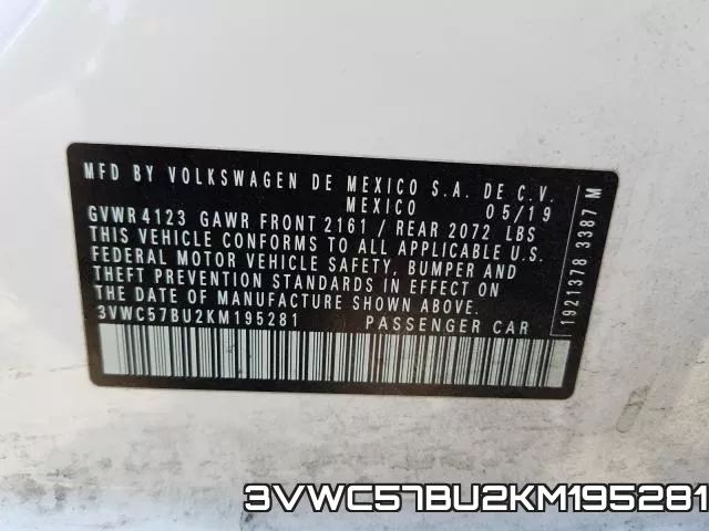 3VWC57BU2KM195281 фото 2