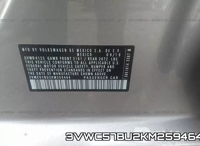 3VWC57BU2KM259464 фото 10