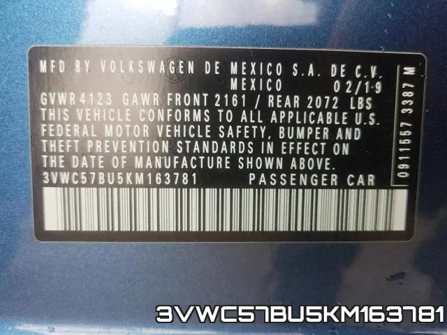 3VWC57BU5KM163781 фото 2