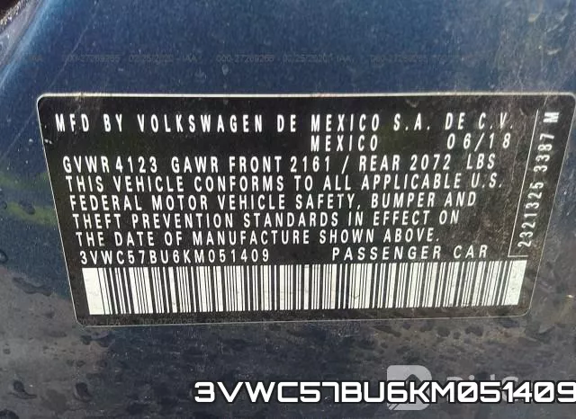 3VWC57BU6KM051409 фото 10