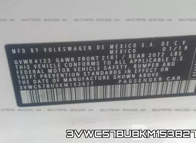 3VWC57BU8KM153827 фото 10